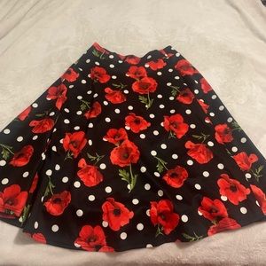 Silhouette NYC sz 1x skater skirt blk/red floral